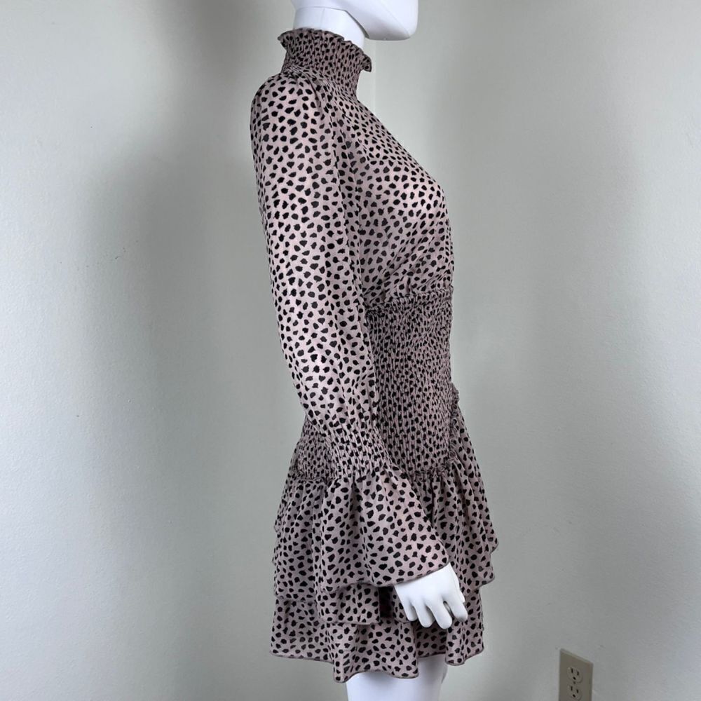 Hello Molly Don't Take It Personal Size S Smock Ruffle Tier Animal Mini Dress - Picture 12 of 17